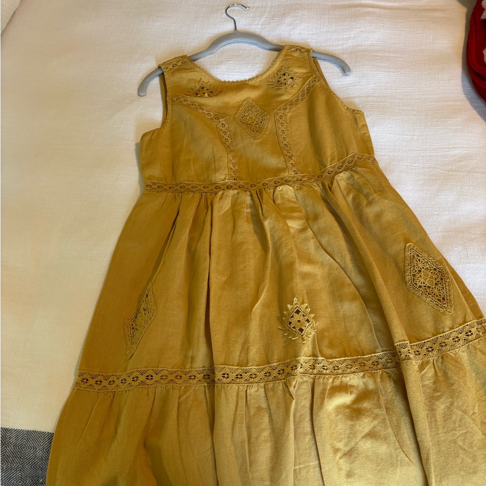 Sezane mustard color midi dress for women